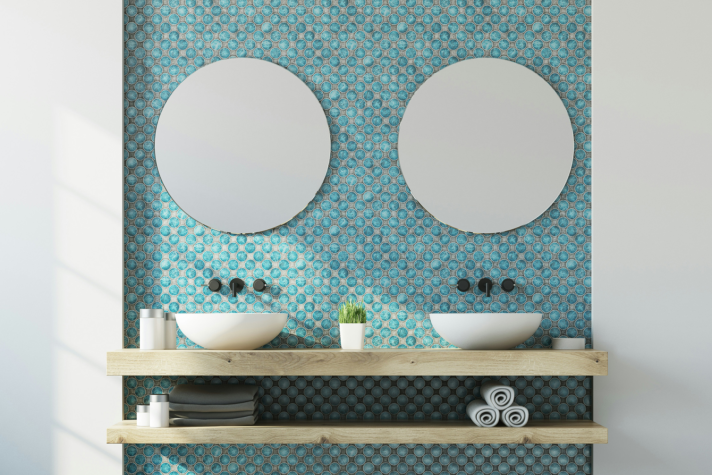 Salle de bain avec carrelage mosaique